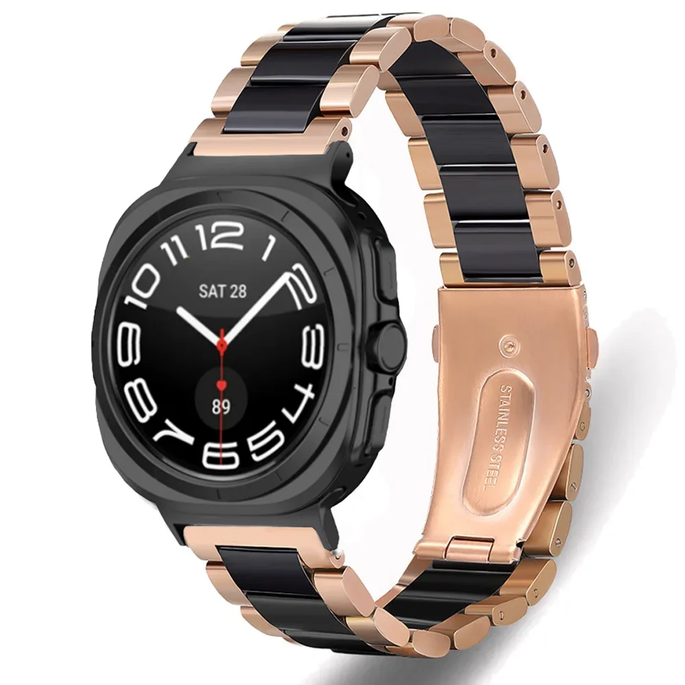 Pulseira de metal + cerâmica para samsung galaxy watch ultra 47mm pulseira respirável para samsung galaxy watch ultra 47mm correa