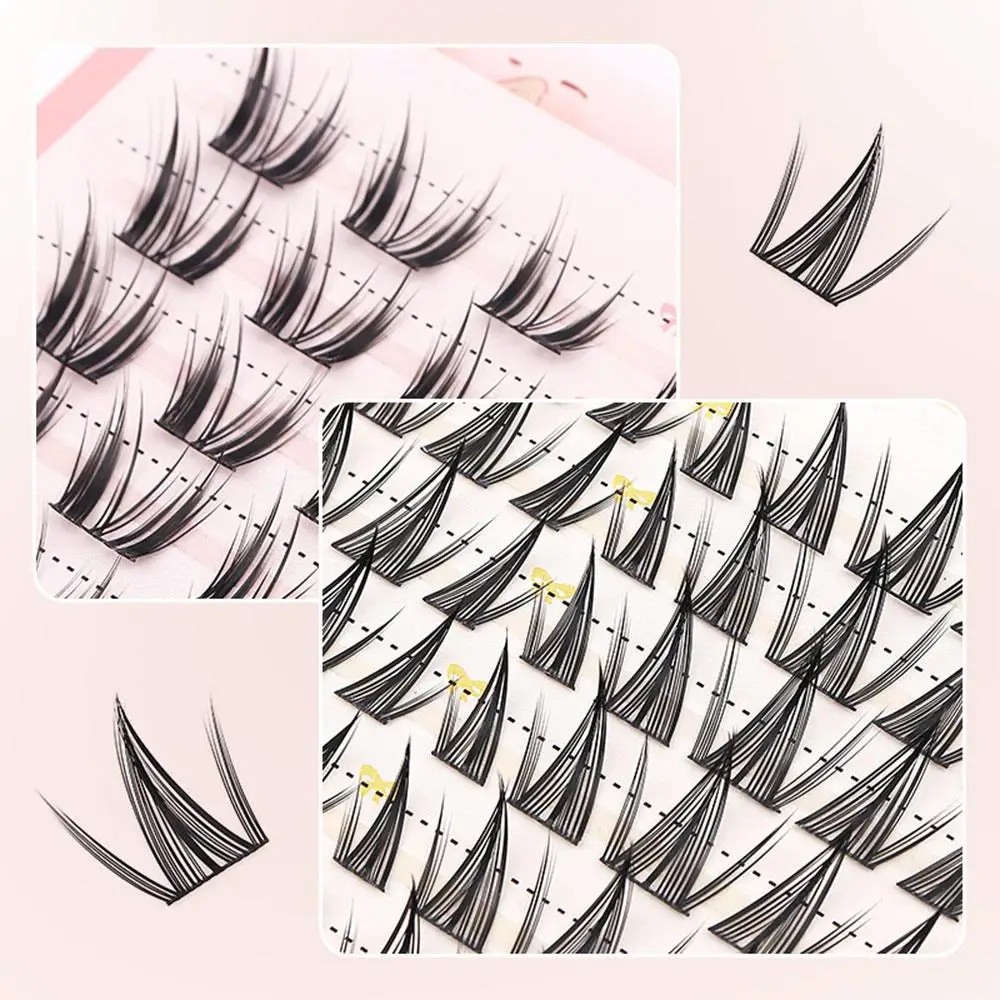 60/100 szt. Naturalne Kępki Rzęs Fairy Lash, Zakrzywienie D, Niewidoczna Baza, Manga Eyelash Clusters, Efekt Mokrego Wyglądu, Delikatne DIY Przedłużanie Rzęs
