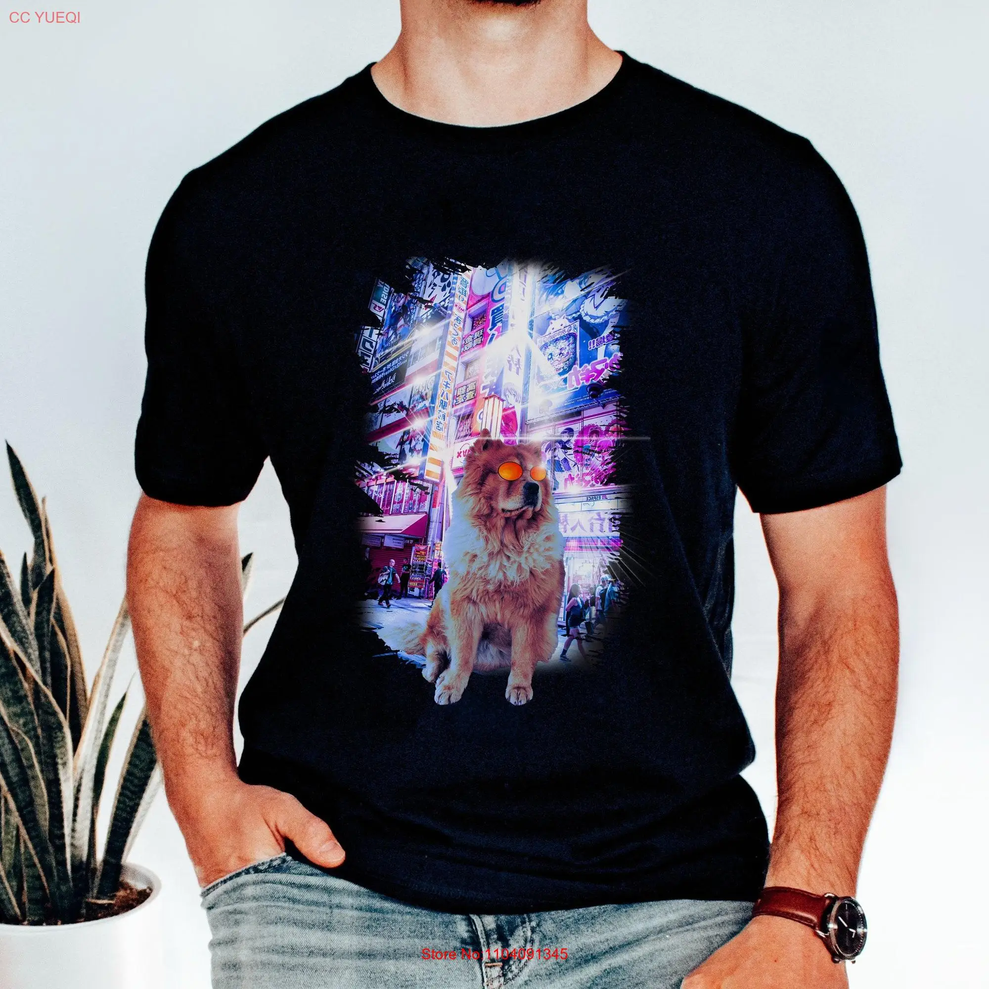 Synthwave Chow Tokyo Dog Japan Retro 80's Music Vaporwave Streetwear T Shirt Futuristic Foodies Fan