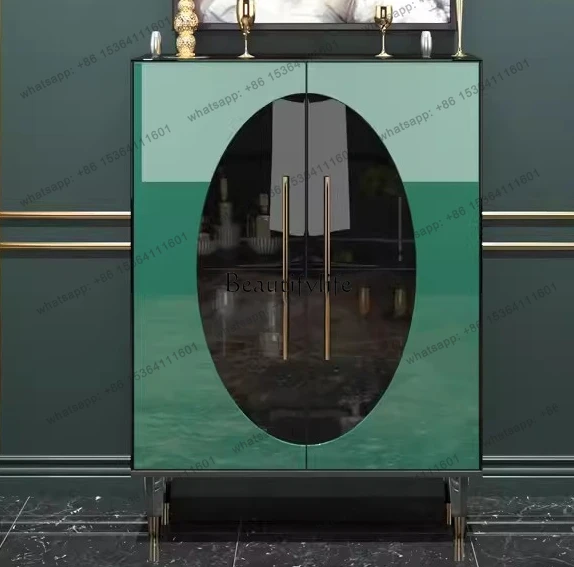

13Italian Minimalist Locker Living Room Entrance Glass Tea Cabinet