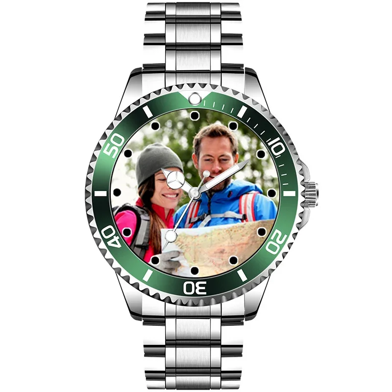 Benutzerdefinierte FotouhrUnisex RLX-Stil Uhr Druck Foto Logo auf Zifferblatt Bild Uhr DIY kreative Uhren für Männer und Frauen