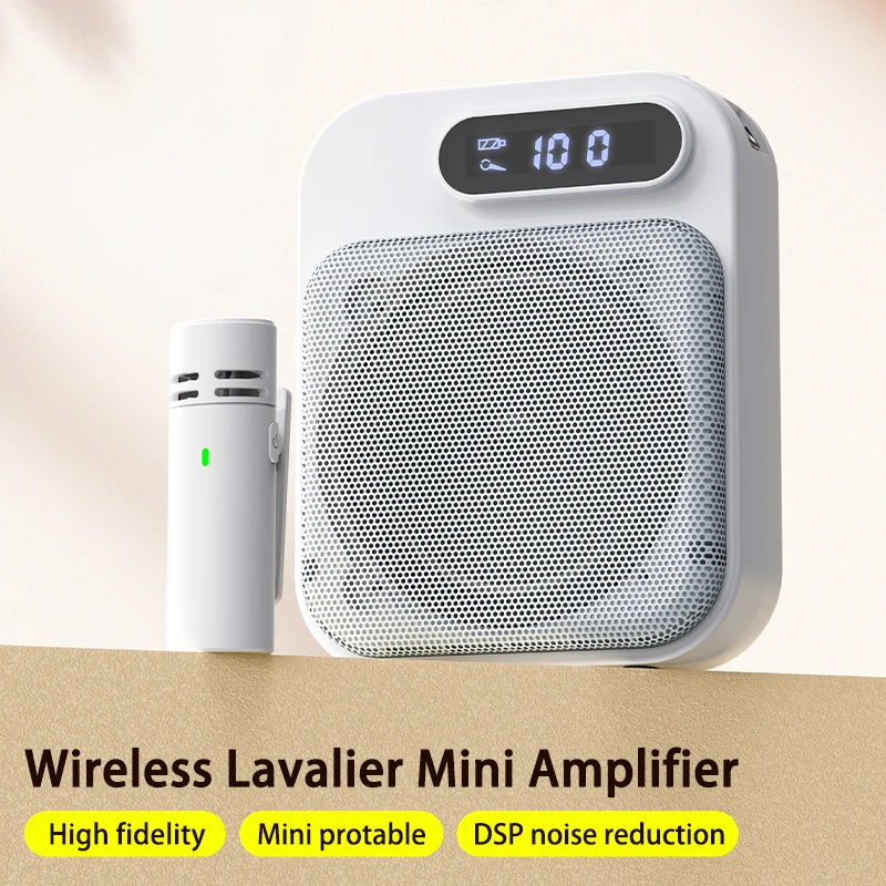

Wireless Voice Amplifier Protable Lavalier Microphone DSP Noise Reduction Rechargeable Speaker for Teaching, Metting,Tour Guide