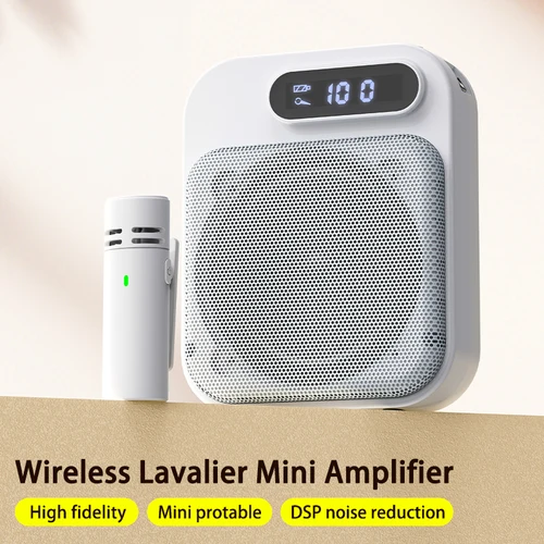Imagen 1 del producto Amplificador de voz inalámbrico micrófono Lavalier portátil DSP reducción de ruido altavoz recargable para enseñanza, detección, guía de juguetes