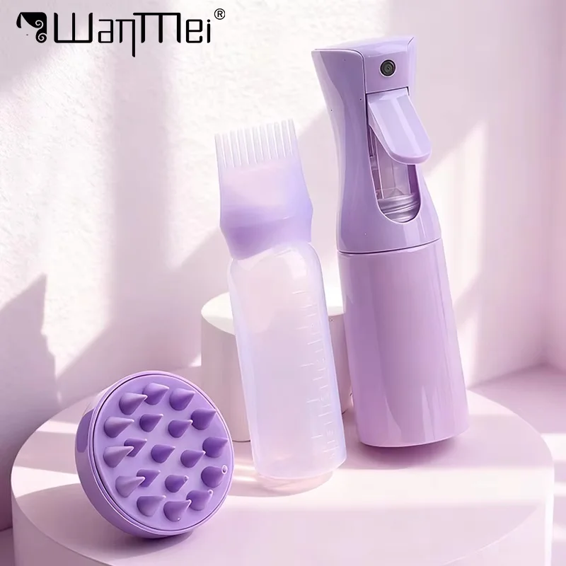 Peigne à cheveux en Silicone avec flacon pulvérisateur, applicateur de racines, ensemble de bouteilles, récipient de shampoing, brosse, outils de coiffure pour Salon de coiffure, 3 pièces/ensemble