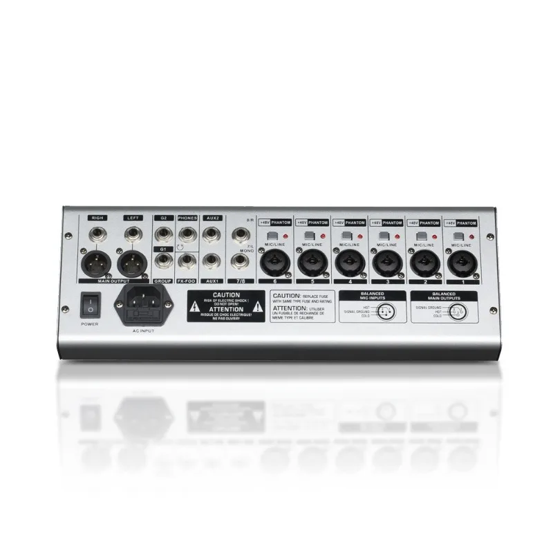 Professional multi-channel mixer with display, Bluetooth USB sound card, digital effects, reverb mixer