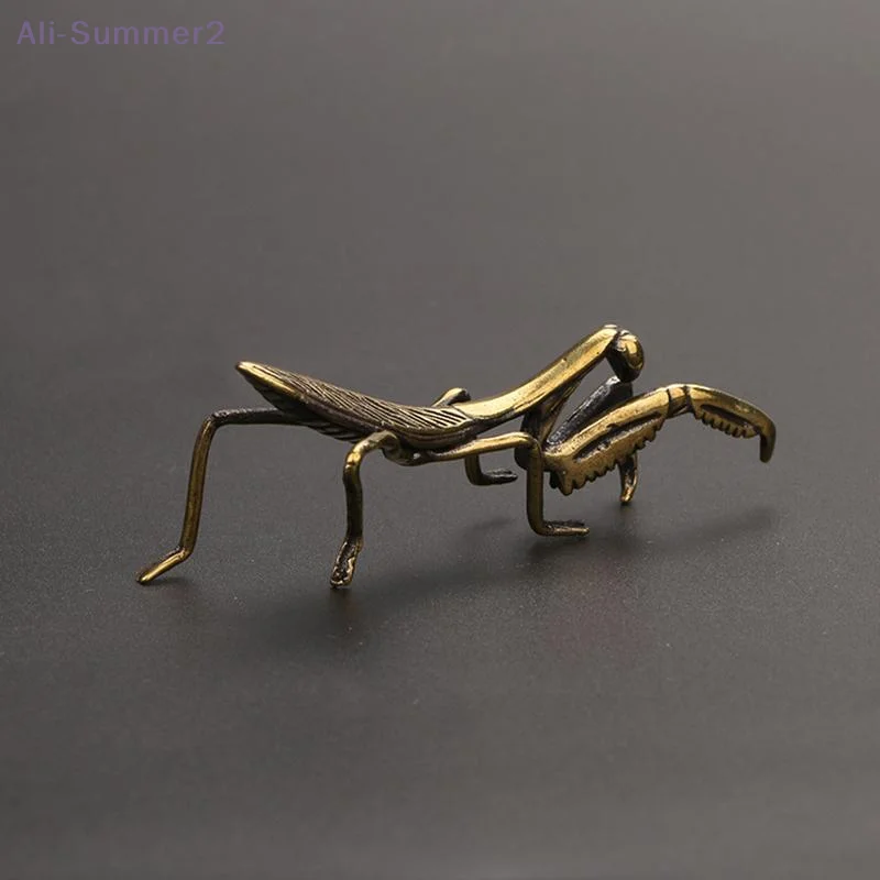 Copper Mantis Miniature Ornament Vintage Flower Pot Decoration Decorative Craft Accessories Tea Pet Antique