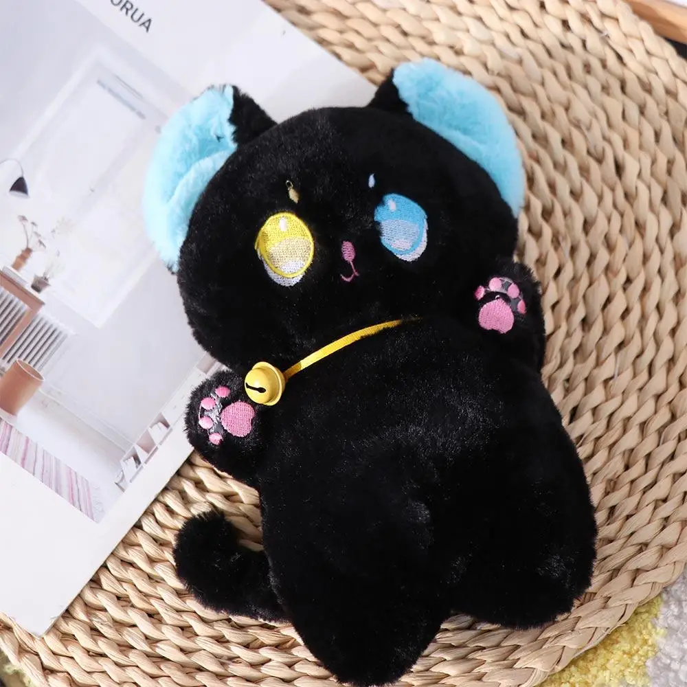 Kawaii preto e branco gato preto e branco brinquedo de pelúcia animal de pelúcia fada gato olhos diferentes macio crianças presentes aniversário