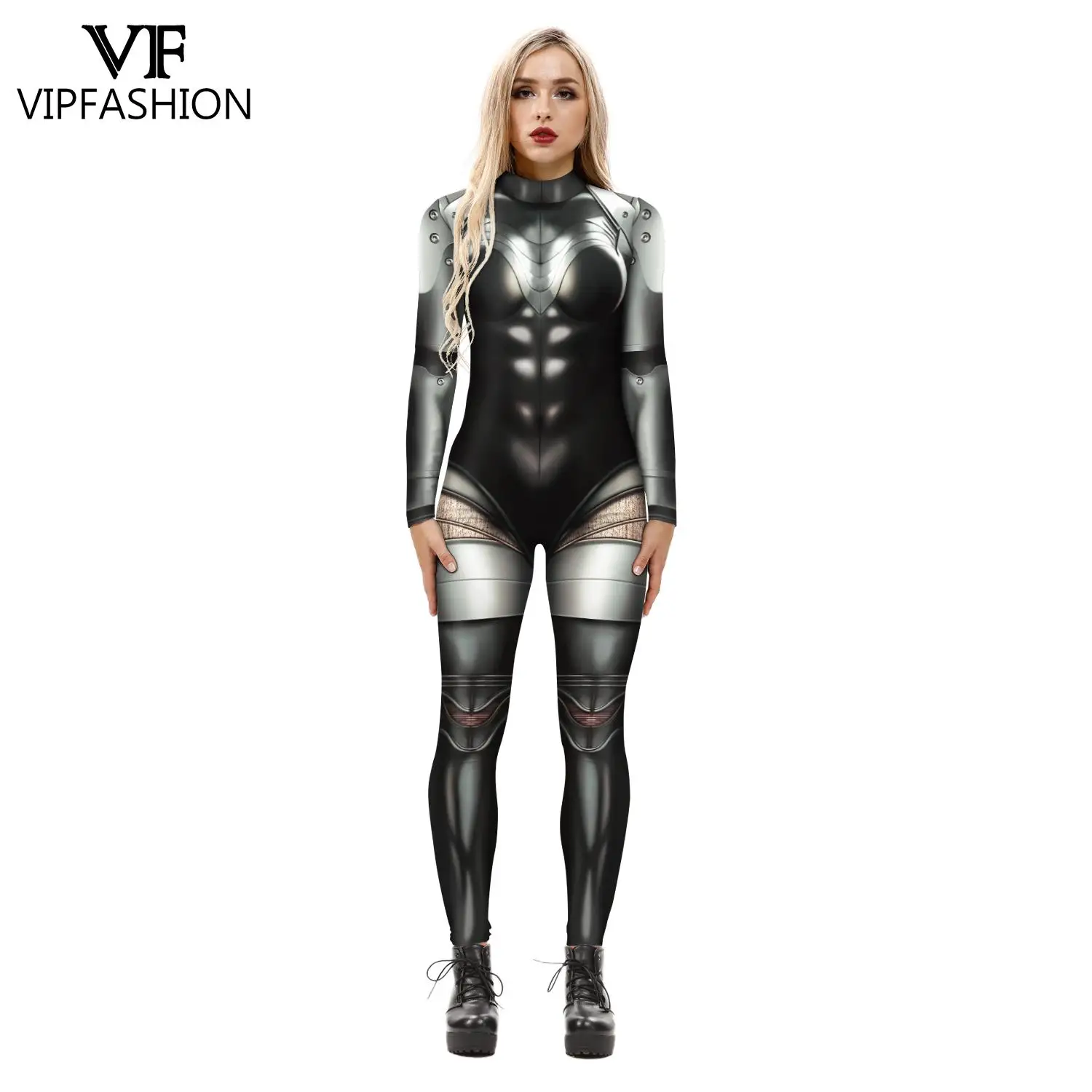 VIP FASHION Robot Punk przebranie na karnawał kobiety atomowe serce Zentai body kombinezon na Halloween mechaniczna siostra kwiatowa gra Outfi