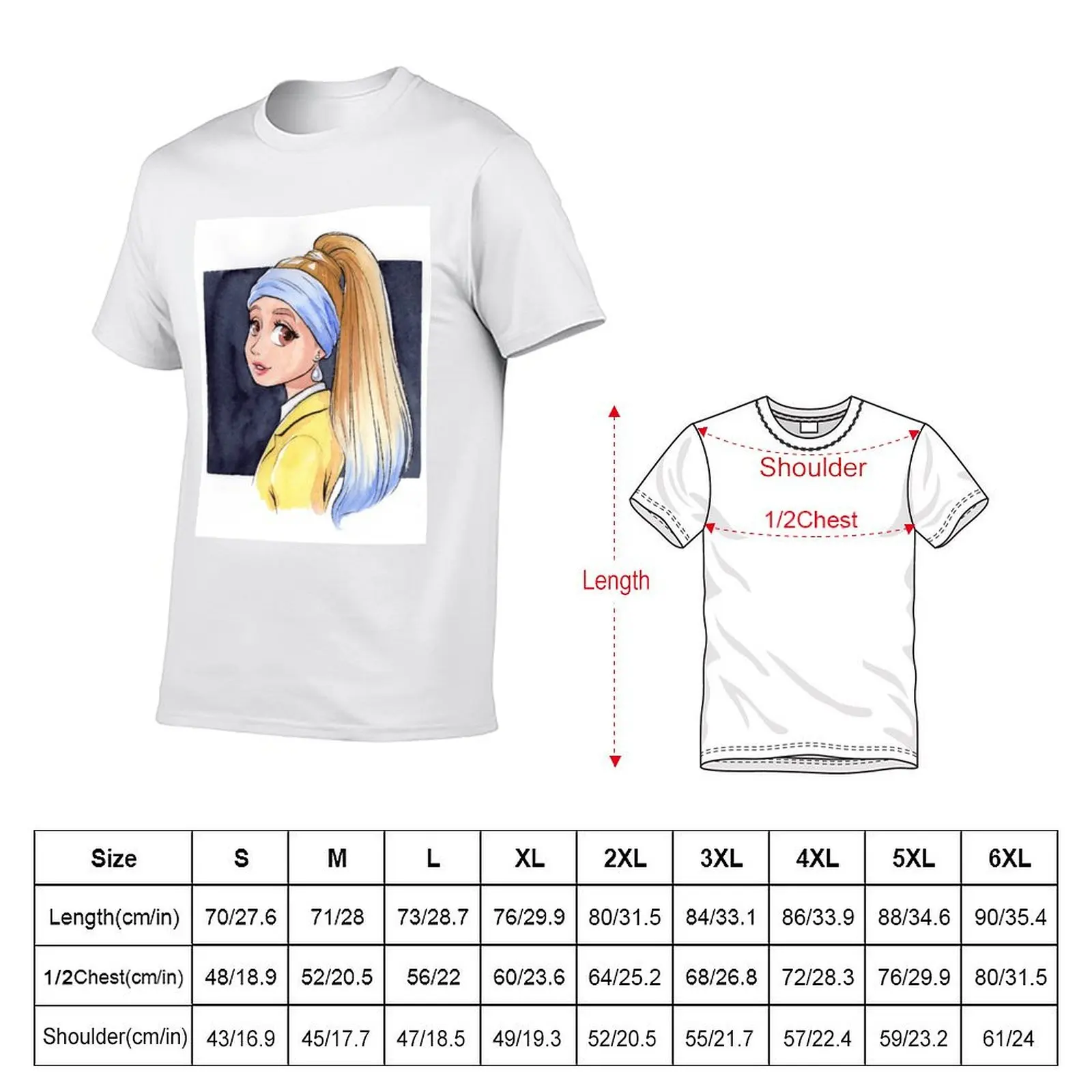 Girl With a Pearl Earring T-Shirt Casual Light Summer Short Sleeve Top
