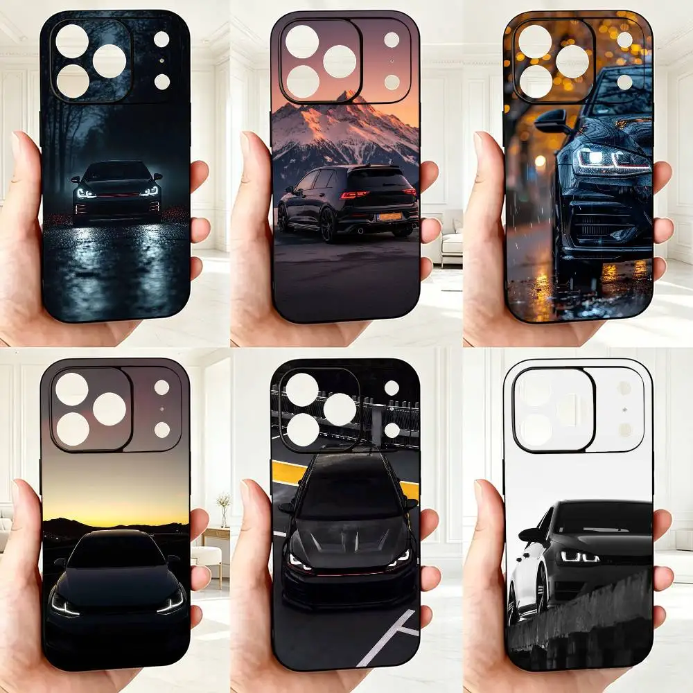 

Car For G-Golf MK 7 GTI] Phone Case For IPhone 17,16,15,14,13,12,11 Plus,Pro Max,XS,Soft Silicone Black Cover