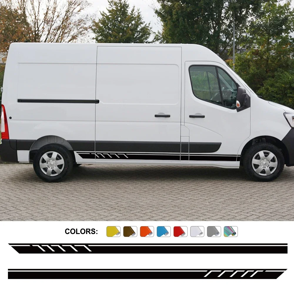 Car Door Side Stickers For Renault Master 1 2 3 Mk2 MK3 Day Van Camper Motorhome Stripes Decals Conversion Tuning Accessories