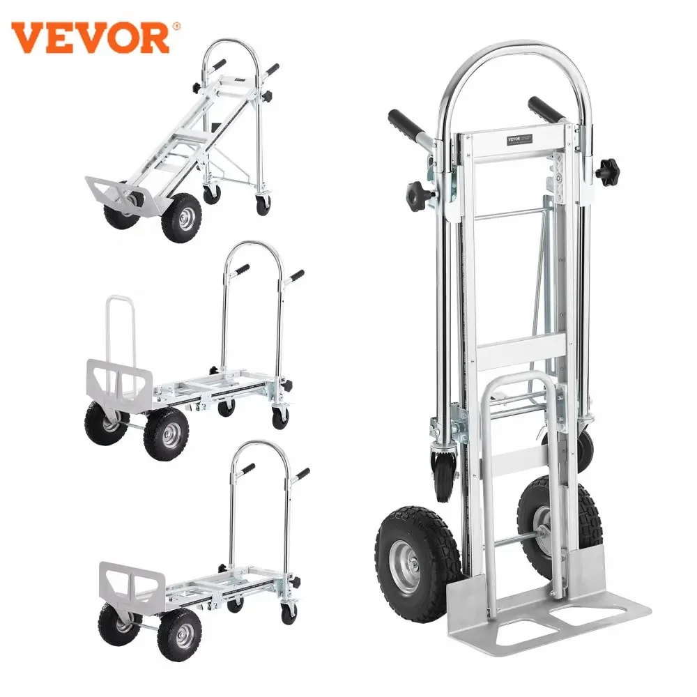 VEVOR Aluminum Folding Hand Truck Heavy Duty Industrial Collapsible Dolly Cart for Transport and Moving in Warehouse Supermarket