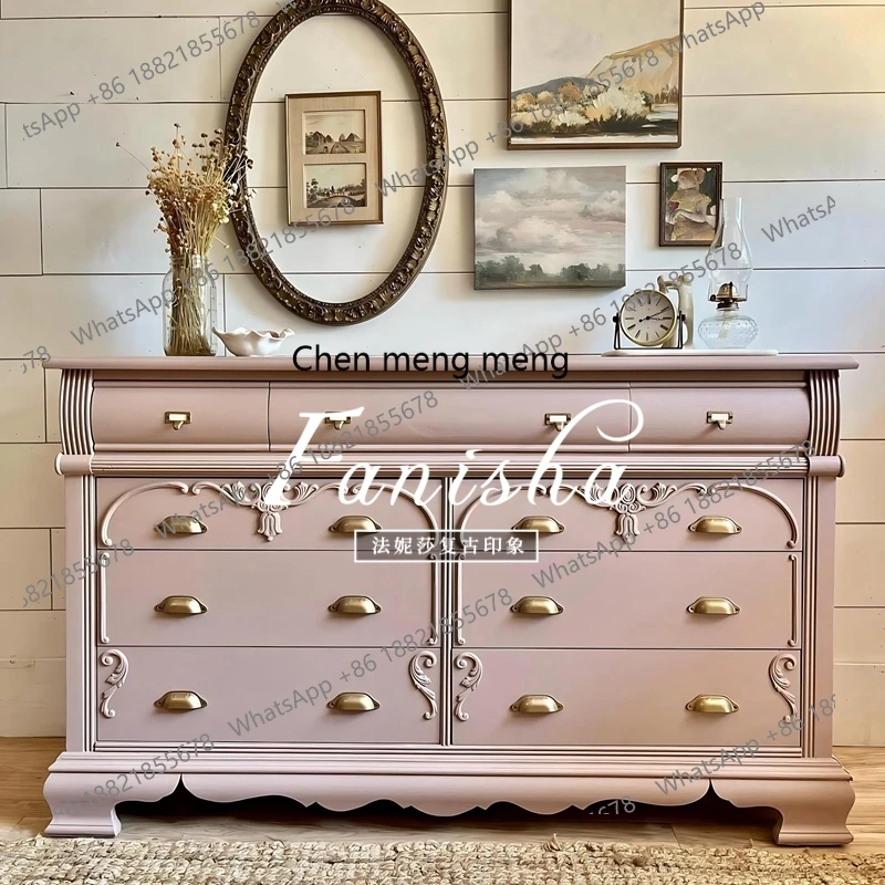 

French style light luxury door cabinet villa living room carved decorative storage master bedroom chest