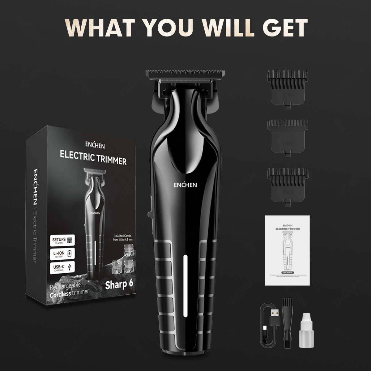ENCHEN Sharp 6 elektrische multifunctionele trimmer Zero Gap T-Blade 5000 RPM krachtige motor Het beste cadeau