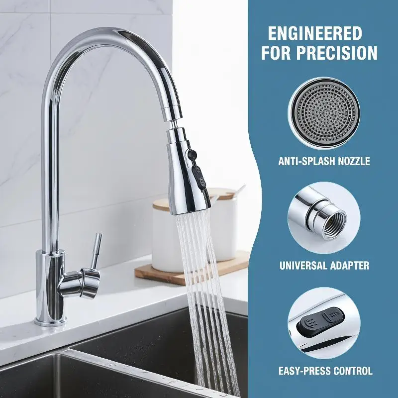 2026 NEW 3 In 1 Universal Kitchen Faucet Extender 360 Degree Rotatable Pull Out Tap Multi Mode Water Booster Sink Accessories