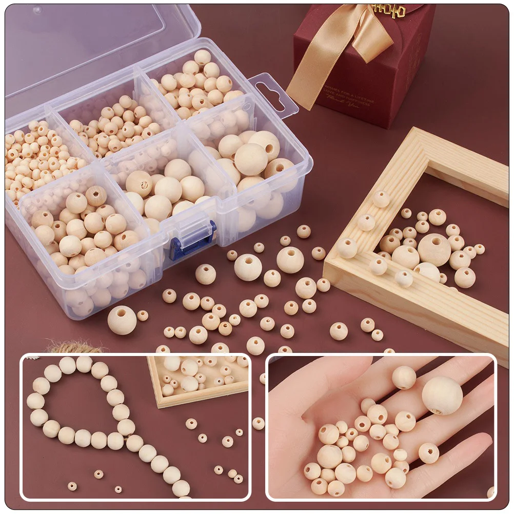 

1 Box Of Wooden Beads Smooth Round Diy Wood Beads For Jewelry Making Craft Bracelet Necklace Garland Handmade Supplies Loose