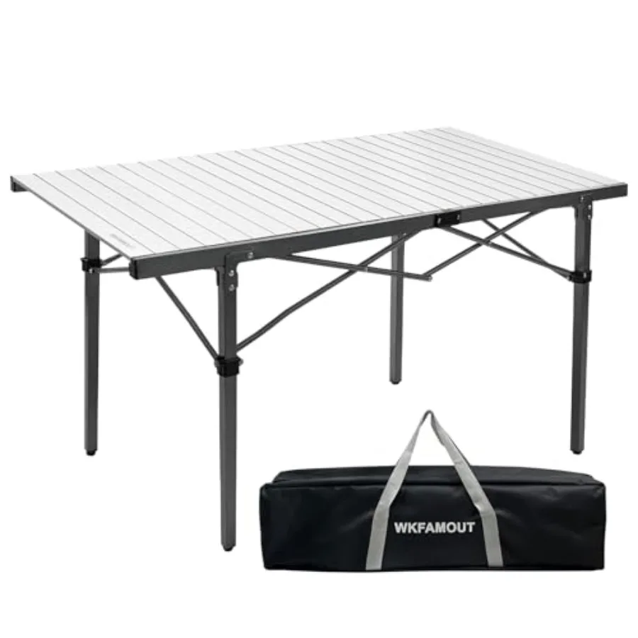

Outdoor folding camping table, aluminum, black, 29.9 tall, 54.7 large, sturdy, for 2-6 persons, includes carry bag, ideal for p