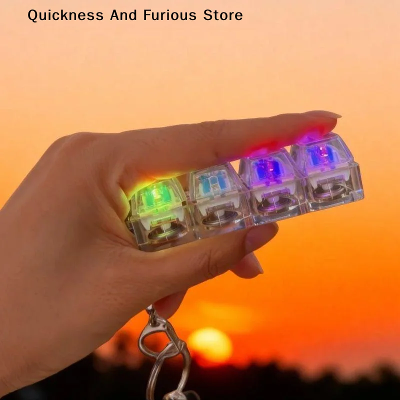 【TO】4-Button Fingertip Keyboard Keychain RGB Keyboard Fidget Toy with Lights for Stress Relief Decompression Calming Accessories
