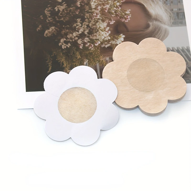 Sujetador de lactancia de seda reutilizable autoadhesivo, diseño de pétalos suaves, uso diario cómodo, perfecto para uso diario