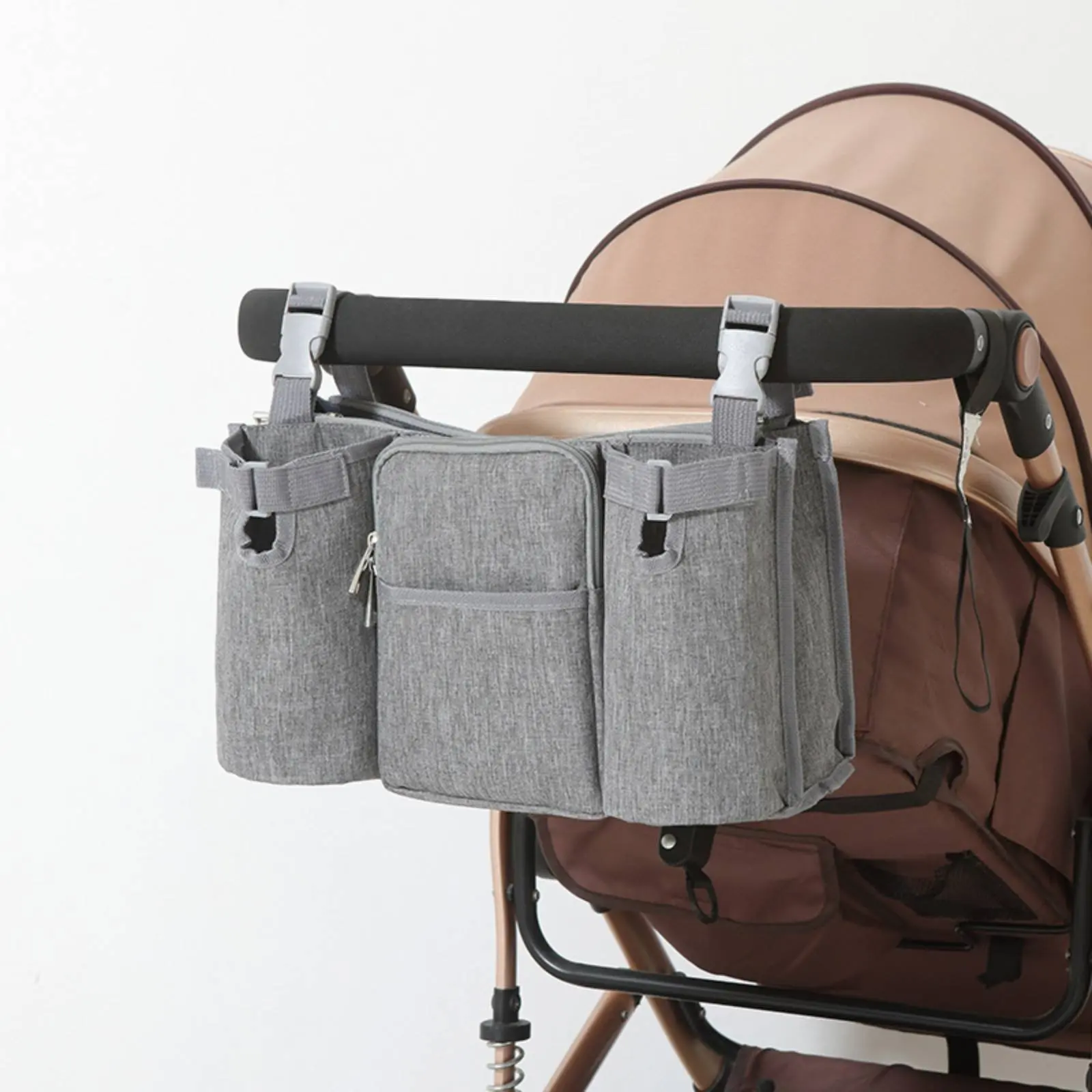 Stroller Organizer with Phone Bag Multi-Pocket Baby Stroller Hanging Organizer Easy to Clean Scratch-Resistant for Walking