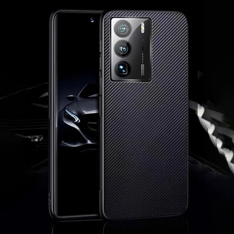 For ZTE Axon 40 Ultra Light Thin Carbon Fiber Textures Phone Leather Case All-inclusive Edge Anti-drop Anti-scratch Back Cover