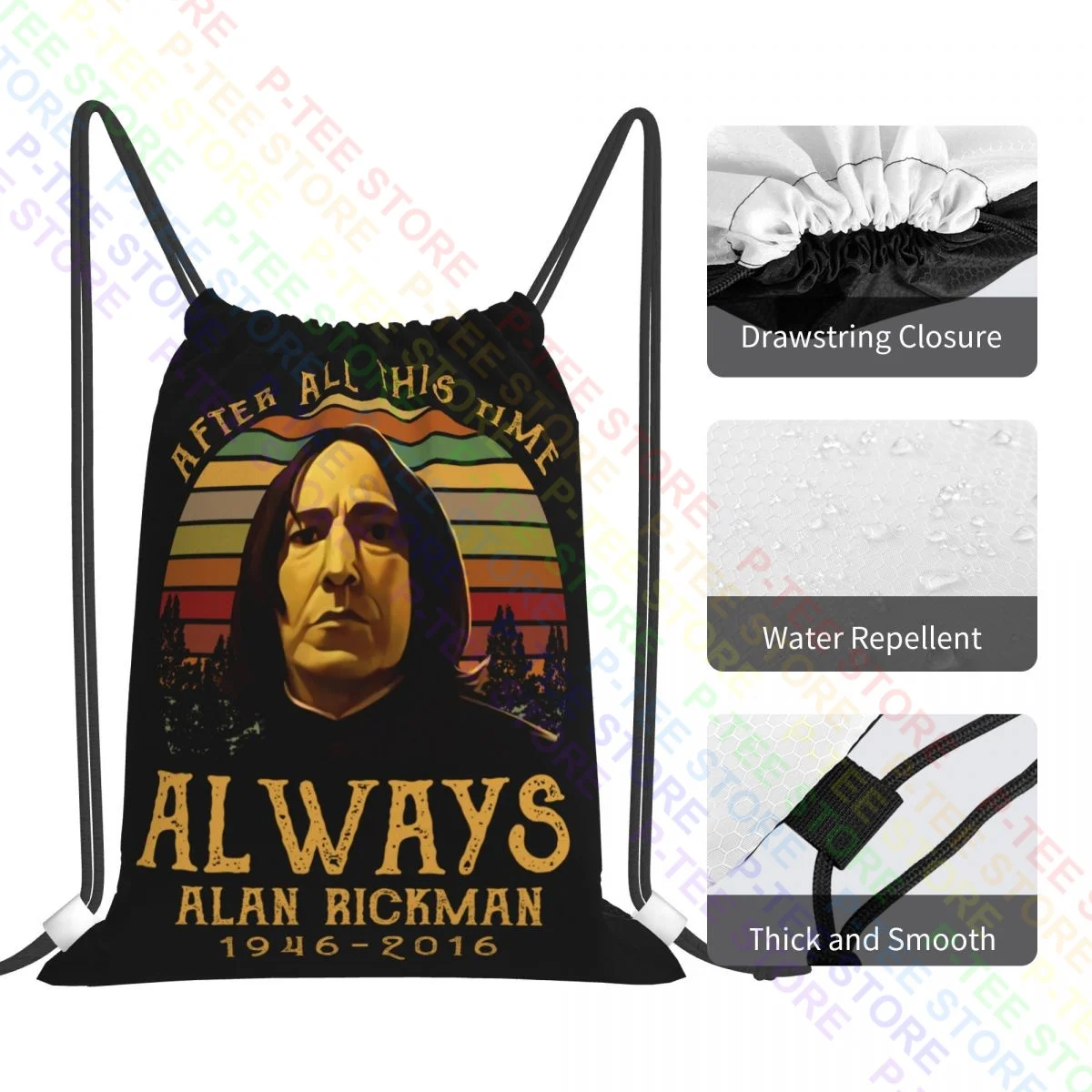 Severus snape depois de todo esse tempo sempre alan rickman drawstring bags ginásio saco de compras vintage