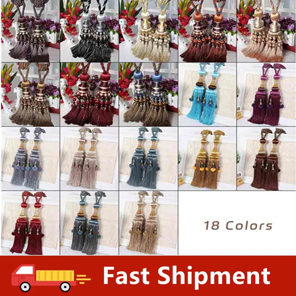 

2Pcs/Set Curtain Hanging Ball Straps Tied Rope Hanging Ball Luxury Curtain Tieback Buckle Hook Tassel Strap Home Decoration