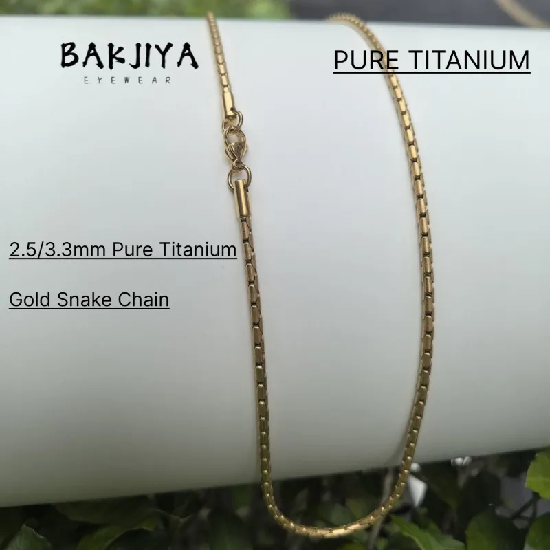 Pure Titanium Necklace 2.5/3.3mm Snake Chain | Skin-Friendly Rust-proof Never Fade Versatile Unisex Long Box Chain Gold Color
