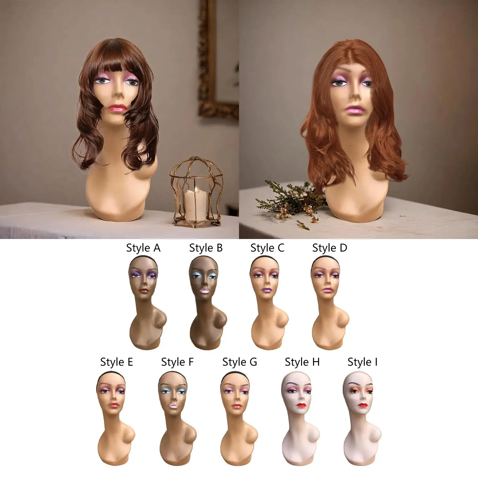 Female Mannequin Head Bald Manikin Head for Eyeglasses Shop Display Wig