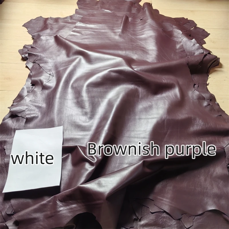 0.5/0.6mm Brown Purple Sheepskin. First Layer Leather. Real Leather Fabric. Handmade DIY For Down Jacket Repair. Whole Sheepskin