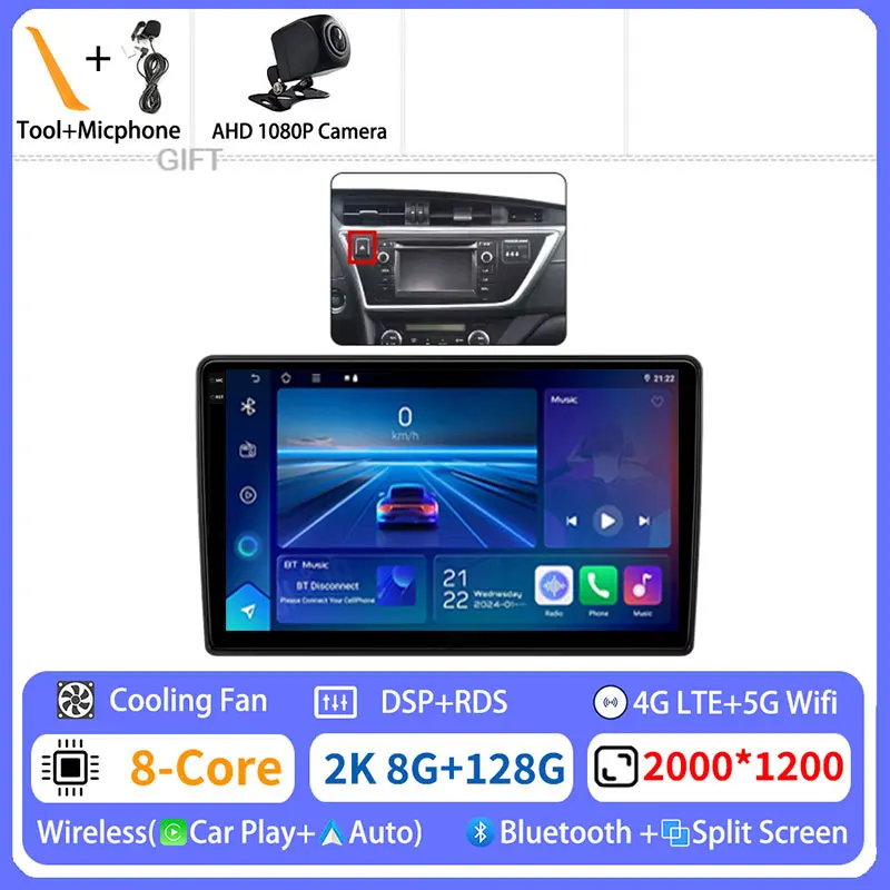 Android 15 Draadloze Carplay Voor Toyota Auris 2 E180 2012-2015 GPS Multimedia Video Player Navi Head Unit 2din BT DSP Autoradio