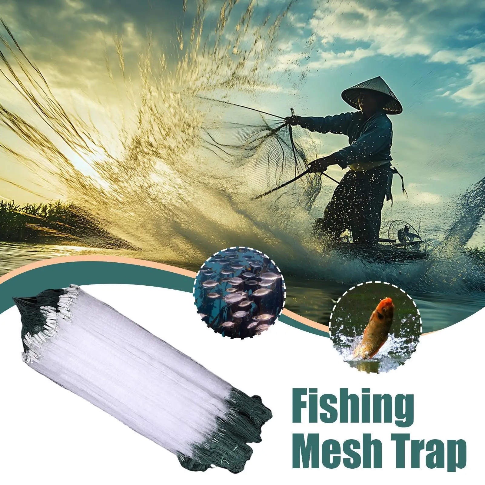 Netz-Fischfalle, tragbare, faltbare Fischernetze, effiziente, multifunktionale Süß- und Salzwasser-Zubehörteile für Anfänger und Erwachsene – Detail 6