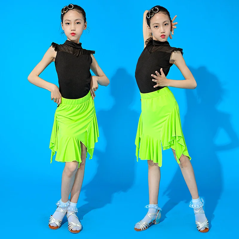 Latin dance clothes girls' dance skirt children's practice clothes one-piece national standard competition performance clothes