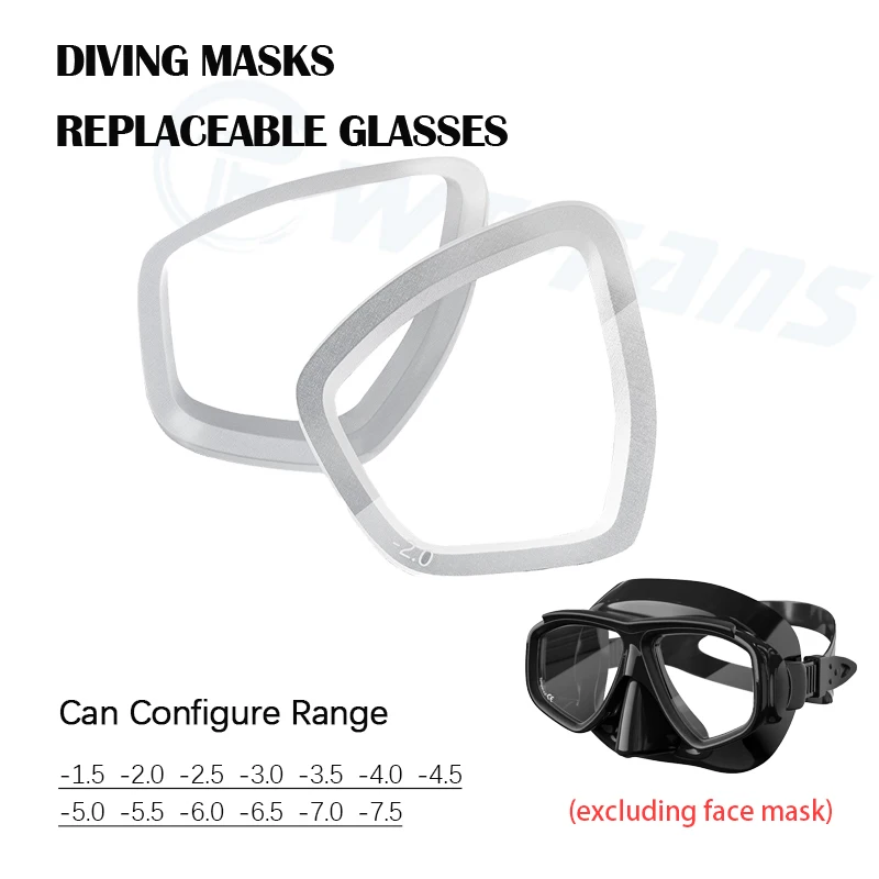 Apollo Similar Alloy Frame Free Diving Masks Diopter Lens Left Right Eyes Equipped Mask Glasses Scuba Mask Snorkeling Wet Tube