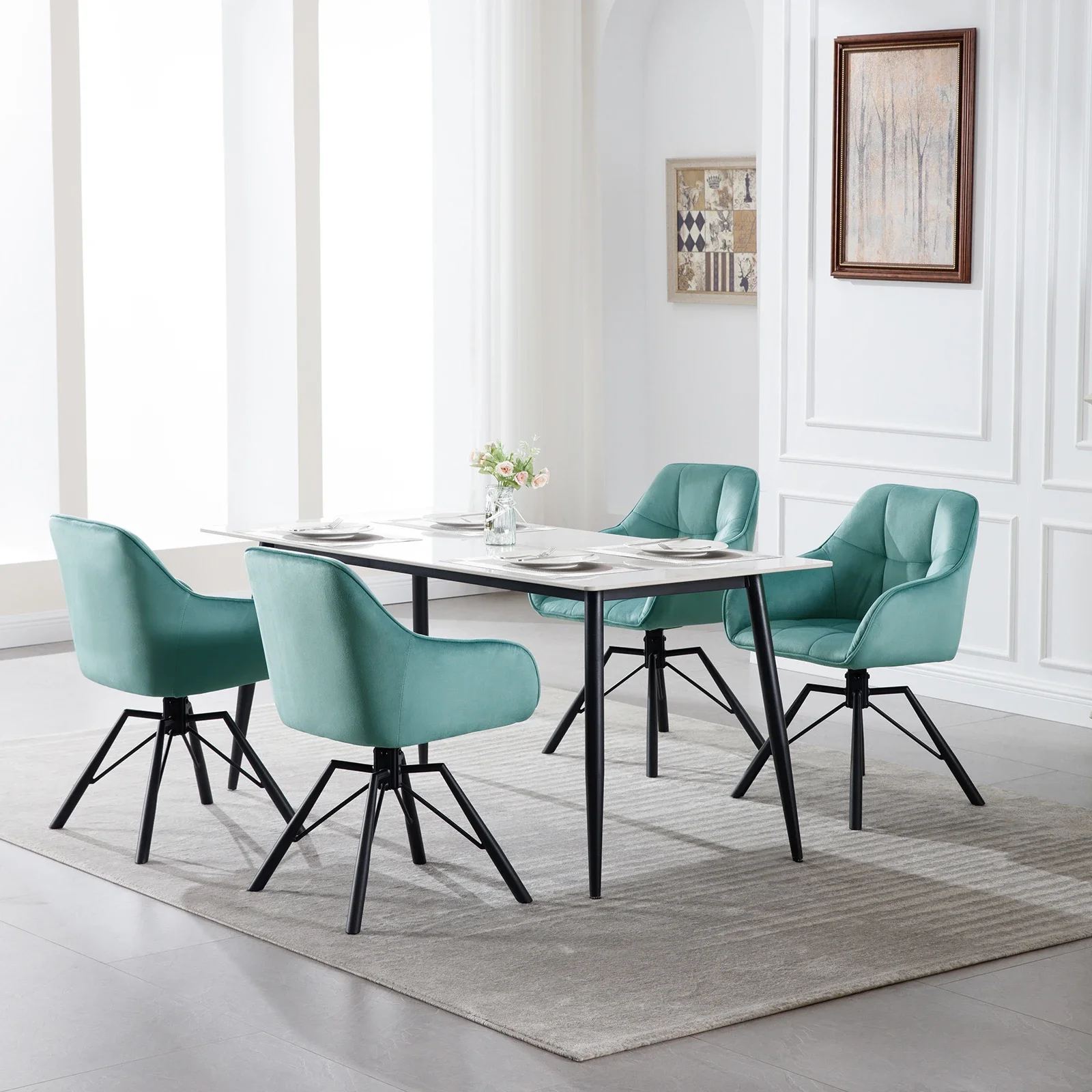 WOLTU 2 Stück/Set gepolsterter, bequemer Küchenstuhl, drehbarer Esszimmerstuhl mit Armlehnen und Rückenlehne für Restaurant, Wohnzimmer, Zuhause – Detail 9