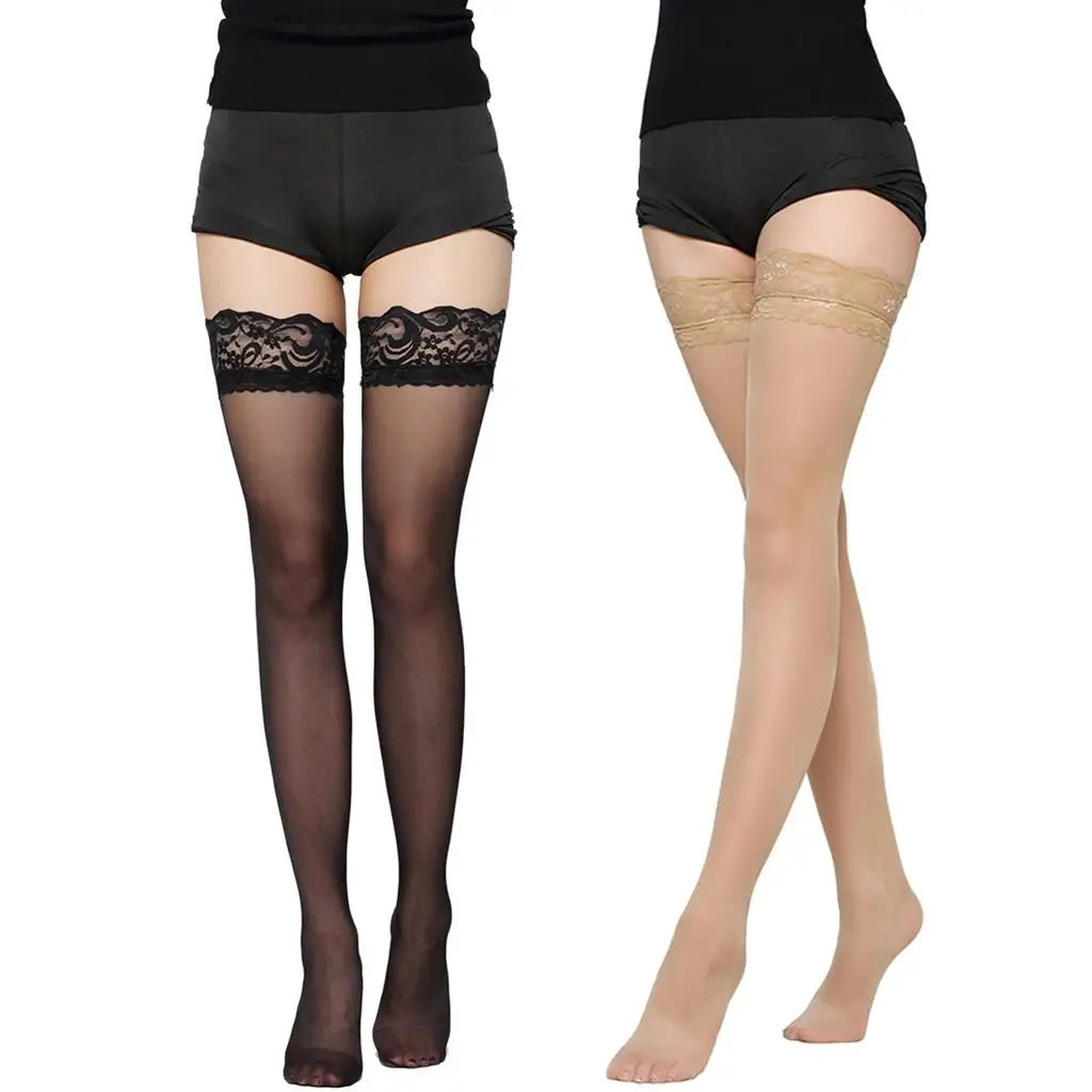 

Sexy Thin Lace Top Stockings Sheer Thigh High Stay Up Tights Pantyhose