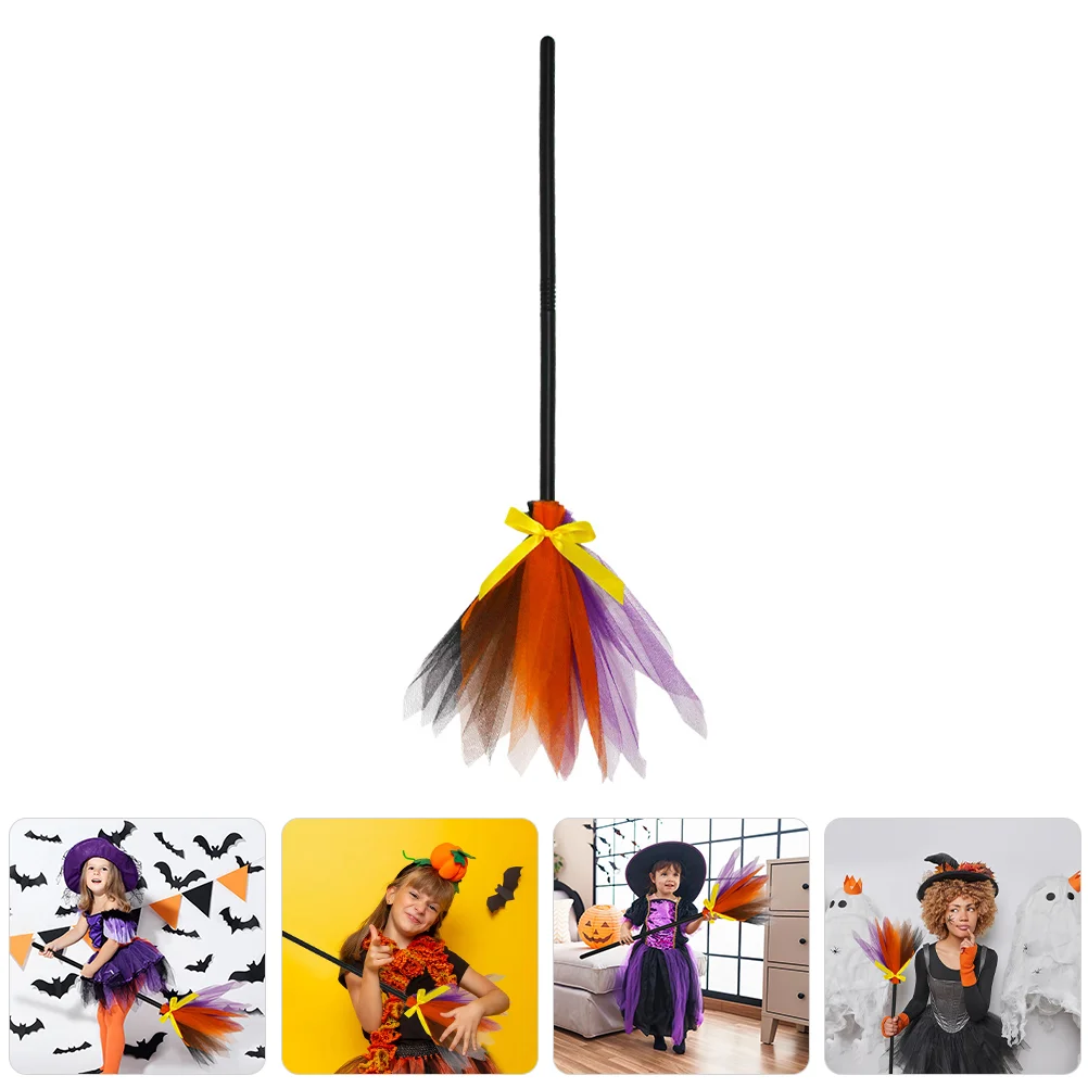 Halloween Decor Broom Children Cosplay Dress up Witch Props LED Light Splicing Costume Accessories