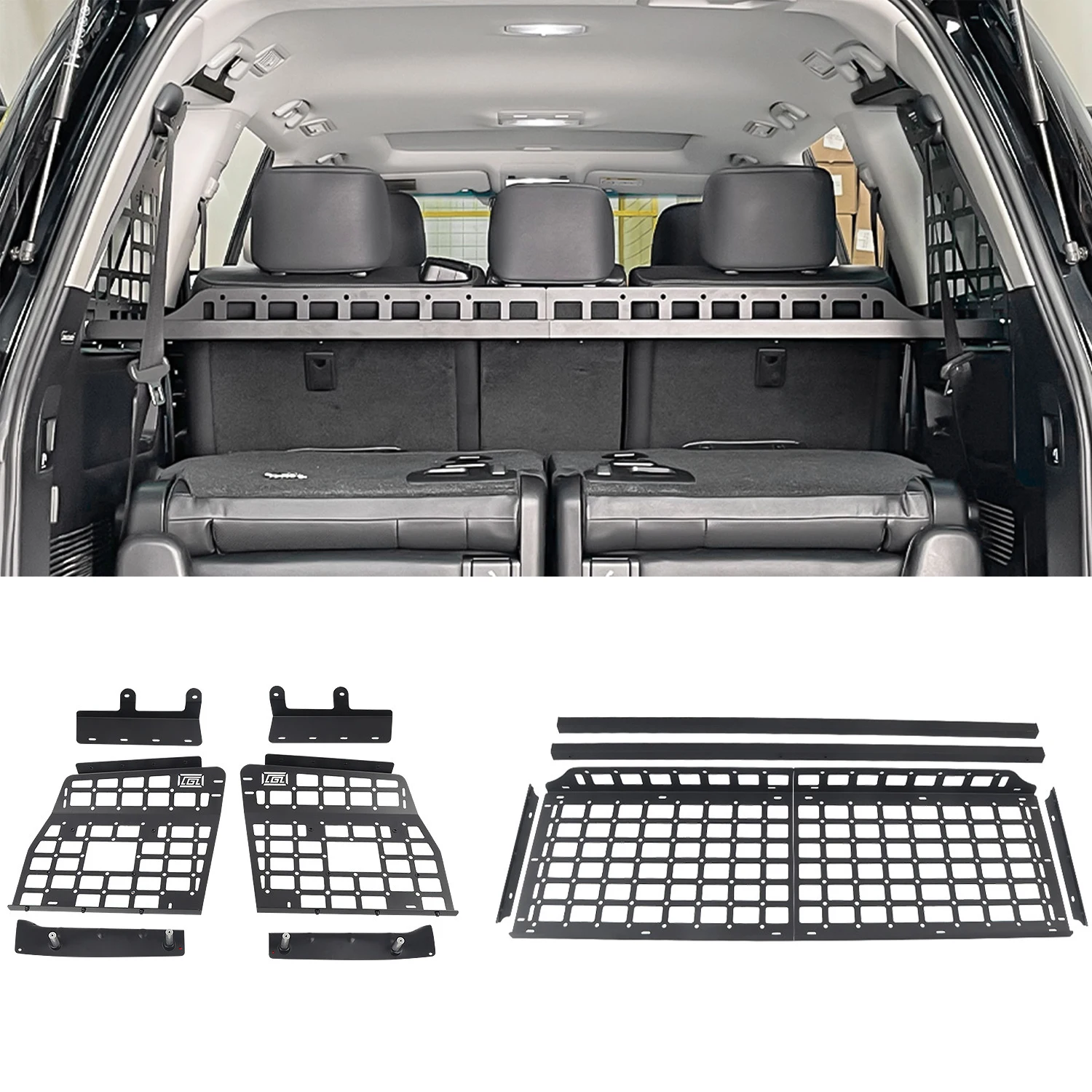 

For Toyota Land Cruiser LC200/ Lexus LX570 2007-2021 7 Seats Storage Shelf Side Window Bracket Molle panel Rear Trunk Debri