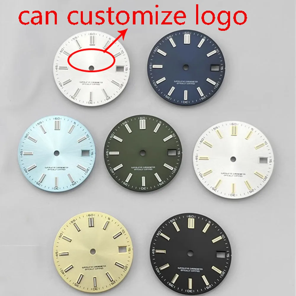 قرص NH35 28.5 ملم بني ورمادي زيتوني أخضر قرص أمة الله مناسب لملحقات ساعة الحركة الأوتوماتيكية NH35 يمكن تخصيص الشعار