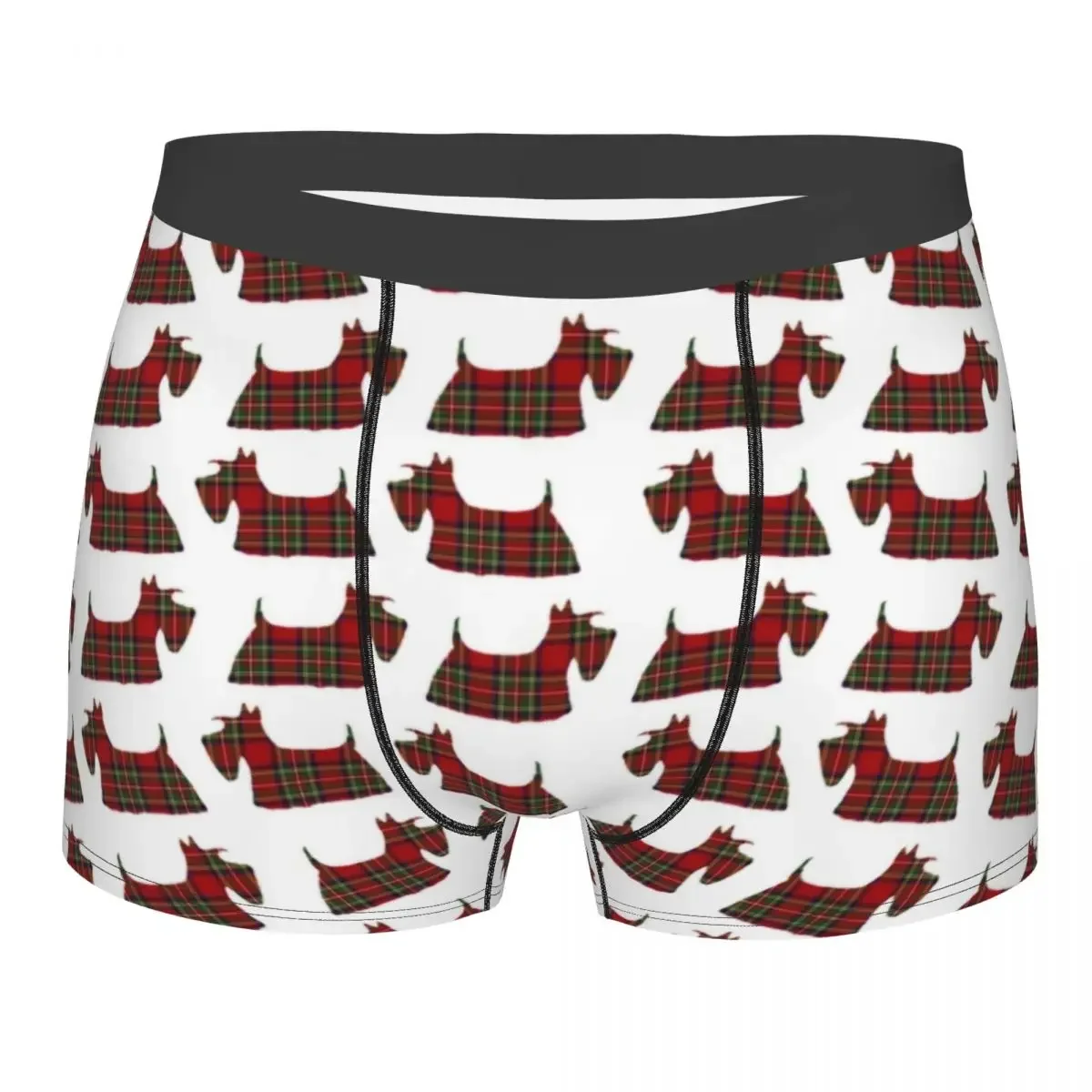 

Нижнее белье для собак в клетку тартан Scottie, мужские сексуальные шорты-боксеры с принтом на заказ, шотландский терьер, трусы, дышащие трусы