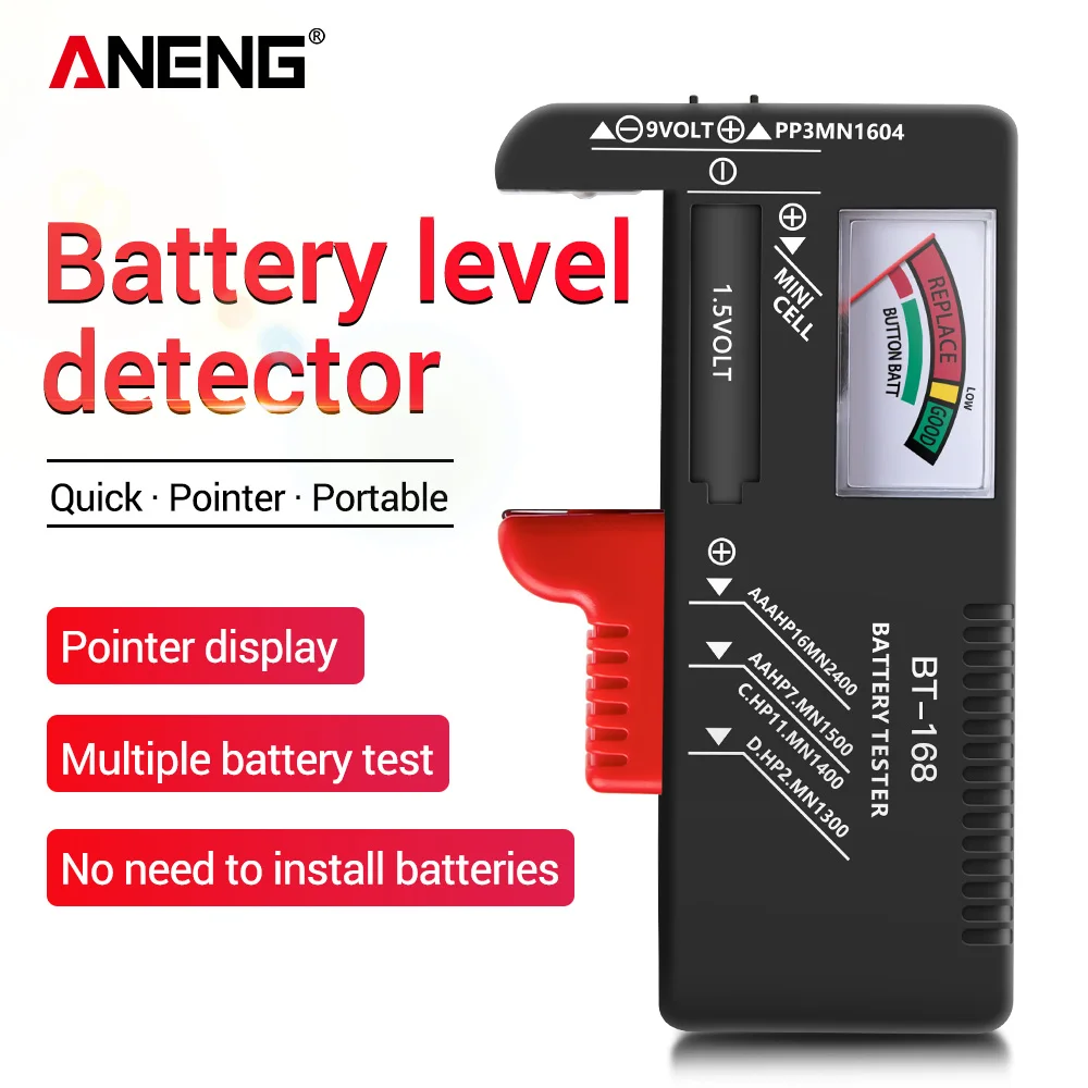 ANENG BT-168 Digital Battery Testers Lithium Battery Capacity Tester Display Checkered Analyzer Display AAA AA Button Cell