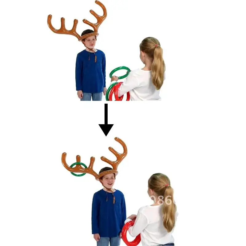 

Inflatable Funny Reindeer Antler hat Ring Toss Game 2set family Christmas party Favors Navidad New Year Gift Game Xmas Deco Noel