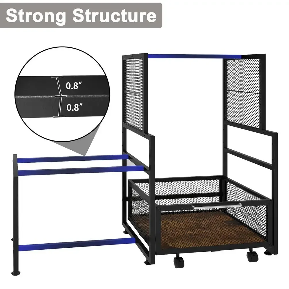 Mini Fridge Stand Coffee Bar Cabinet Storage Rack with Power Outlet Microwave Oven Beverage Wine Organizer Multi Tier Drawer