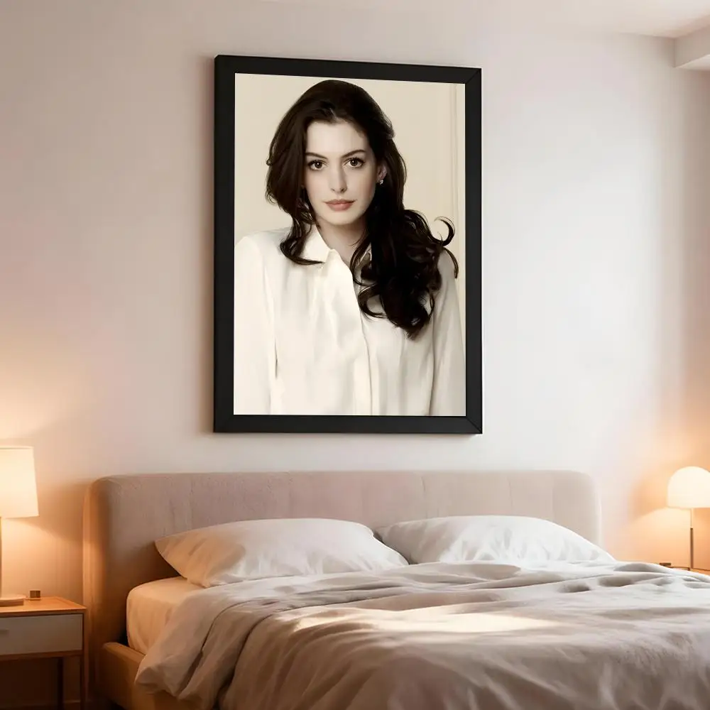 Elegant Celebrity A-Anne Hathaway Poster Artistic Instant Peel-Off Wall Decor Atmosphere Setter for Bedside & Shared Room
