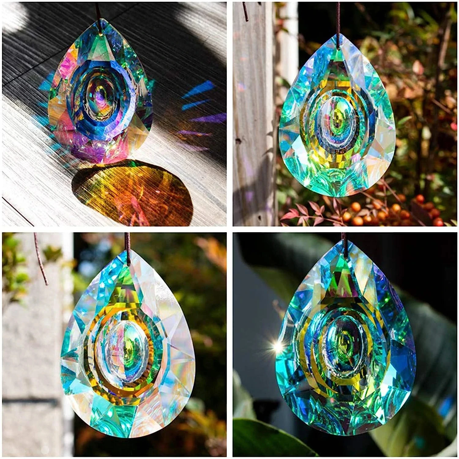 K9 Crystal Prism AB Clear Faceted Large Oval Chandelier Crystal Hanging Ornaments DIY Suncatcher Pendants Rainbow Maker 1PCs