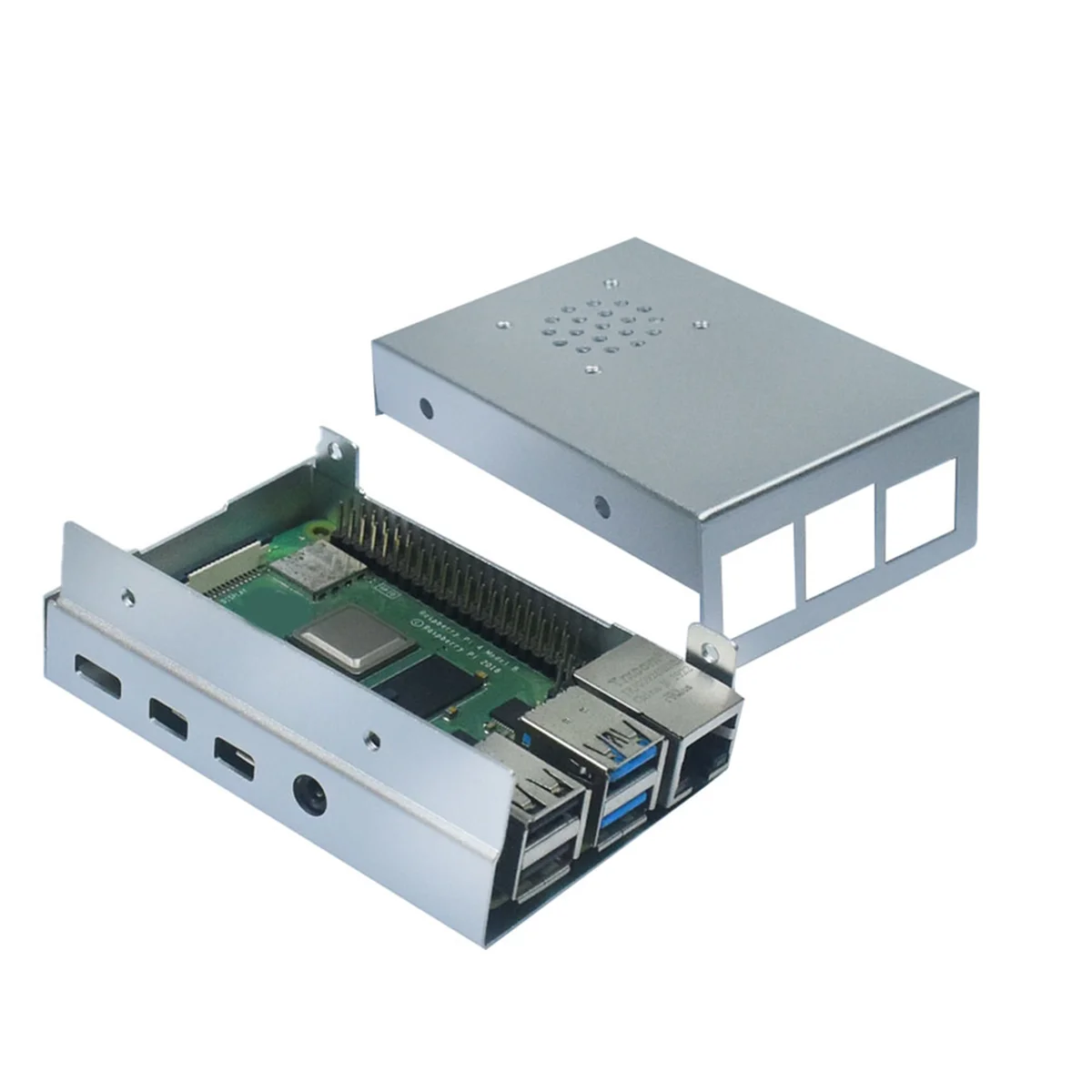 T07C-Für Raspberry Pi 4 Modell B Gehäuse CNC Aluminiumgehäuse Ultradünnes Metallgehäuse für Raspberry Pi 4 Modell B Gehäuse (Silber)