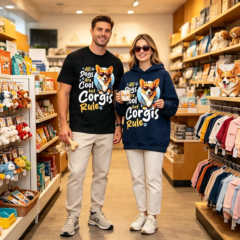 Pembroke Welsh Corgi - All Dogs Are Cool But Corgis Rule T-Shirt Y2k Pembroke Welsh Dog Owner Saying Tee Soft Cotton Personlity