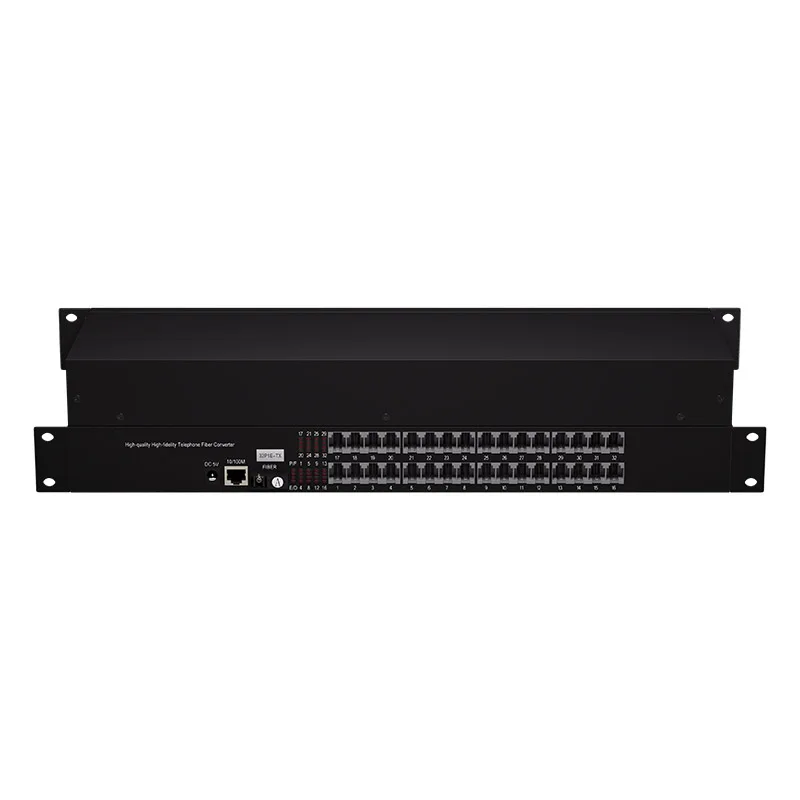 32-Ch RJ11 PCM Telephone Fiber Optic Media Converter Transceiver with 100M RJ45 Port