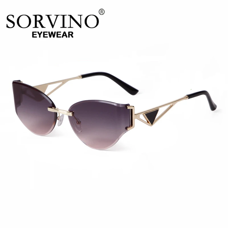 SORVINO موضة العلامة التجارية مصمم عين القط بدون شفة النظارات الشمسية النساء UV400 التدرج الأزرق معكوسة المضادة للخدش نظارات شمسية الإناث