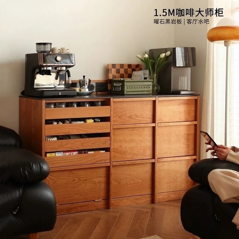 

Slate, side cabinet, cherry wood color, storage, wine cabinet, living room, kitchen cabinet, storage